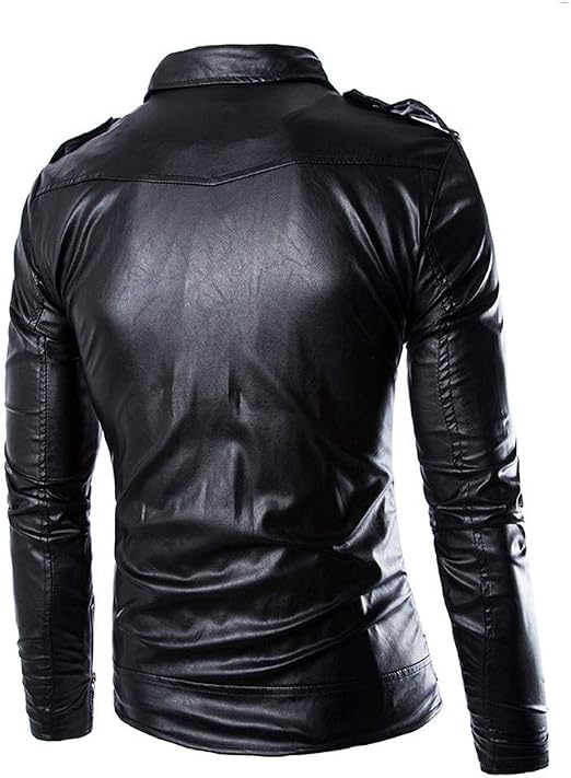 Men’s Casual Leather Motorcycle Jacket | Warm Biker Coat