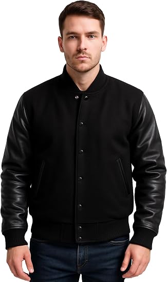 Unisex Varsity College Jacket | Wool & Faux Leather Bomber