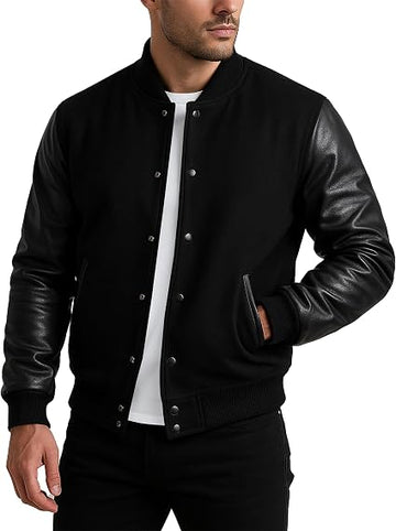 Unisex Varsity College Jacket | Wool & Faux Leather Bomber