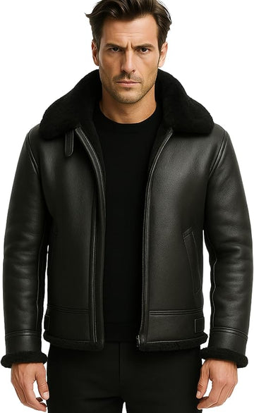 Men’s Black B3 Sheepskin Bomber Jacket | Shearling Aviator
