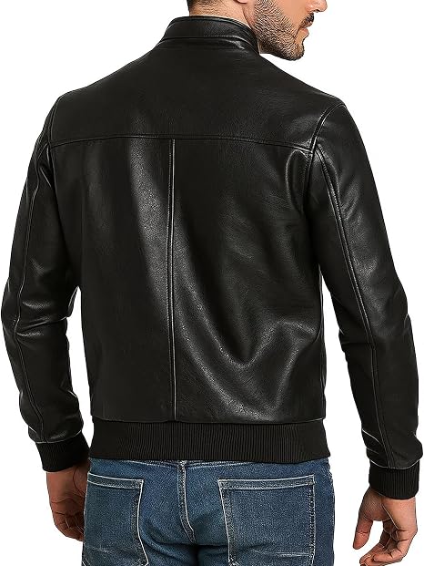 Men’s Black Lambskin Leather Bomber Jacket | Motorcycle Jacket